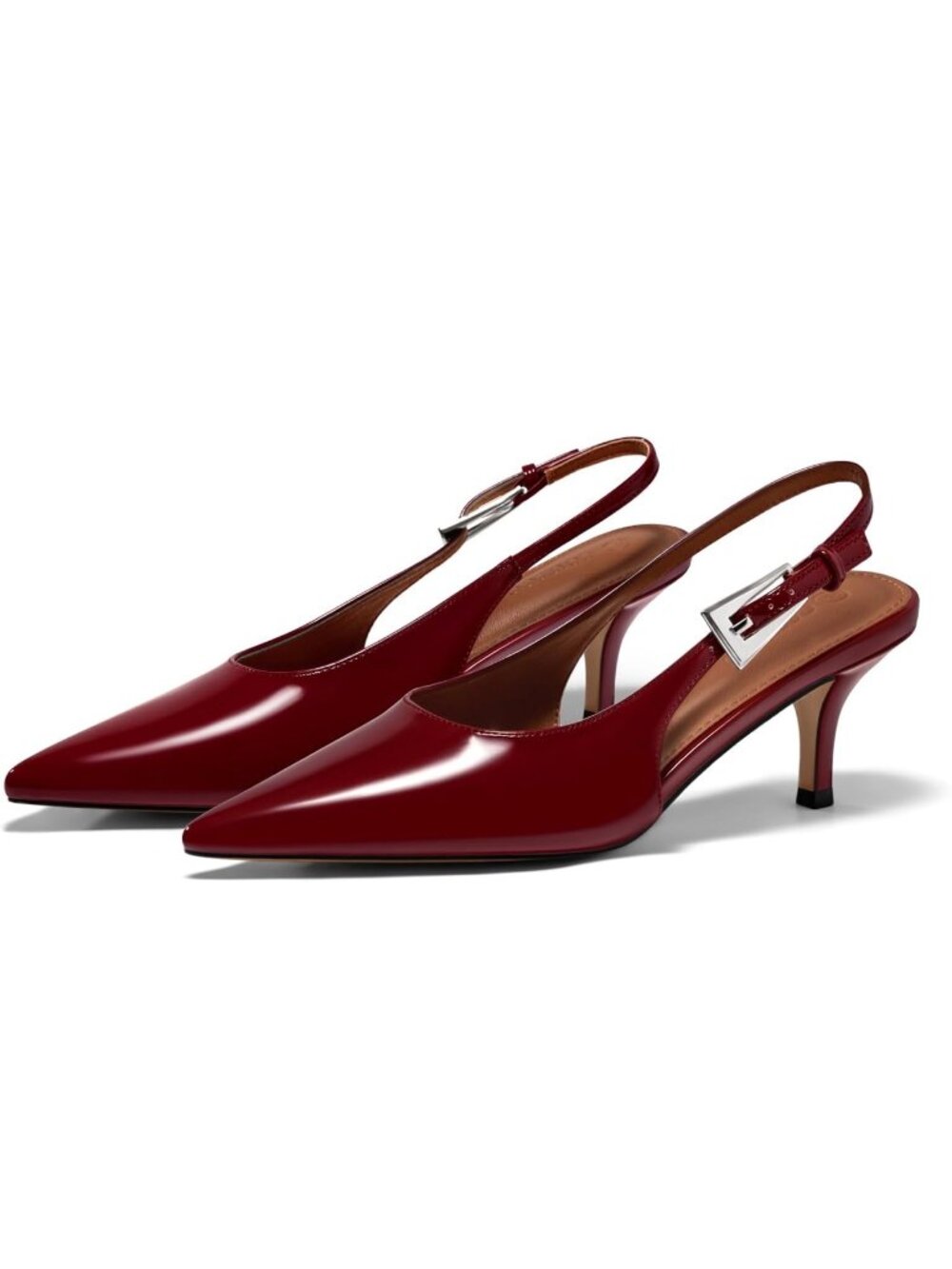Burgundy Patent Slingback Kitten Heels Pumps Women’s 8.5 NWT